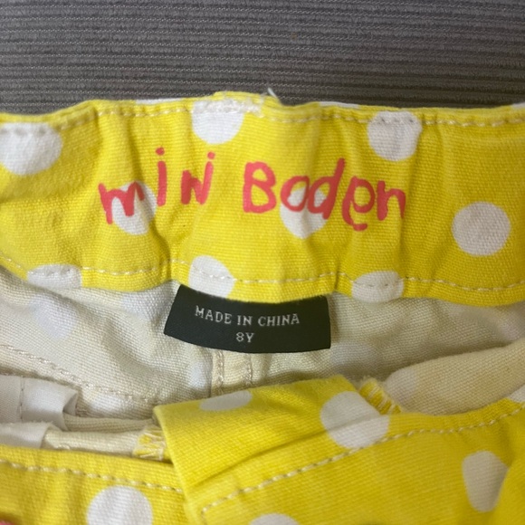 Mini Boden girls size 8 yellow Polka dot shorts - Picture 2 of 3